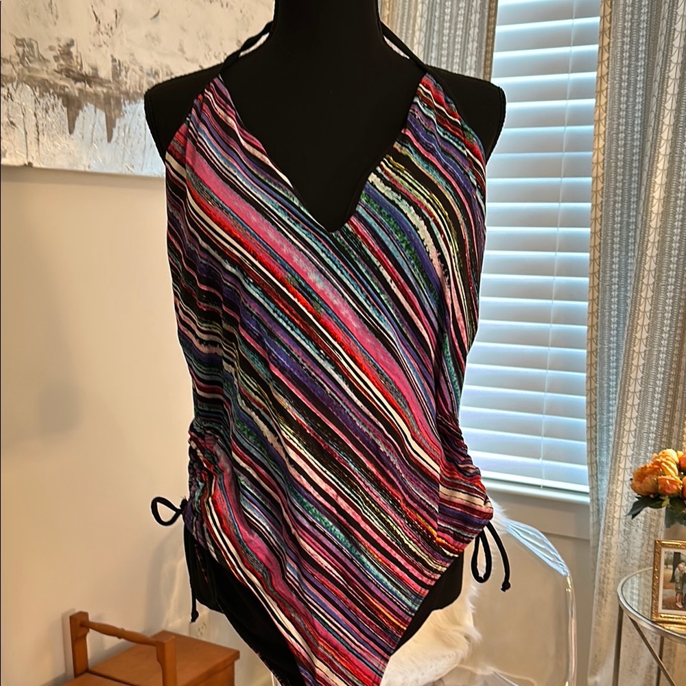Colorful Striped Halter bathing suit